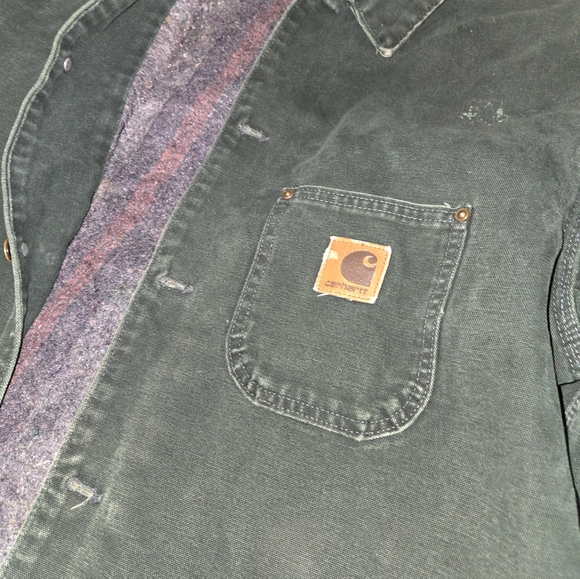 Carhartt M Large Green Chore Coat 2004 Vintage Blanket Lined Barn Coat Unisex - Picture 5 of 9
